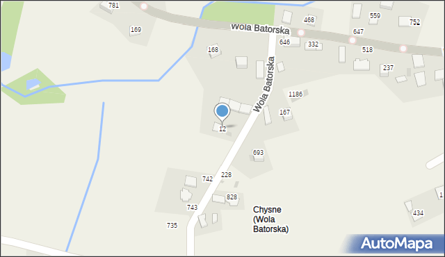 Wola Batorska, Wola Batorska, 12, mapa Wola Batorska