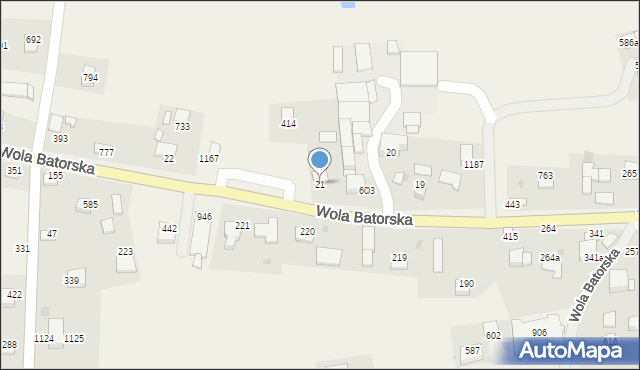 Wola Batorska, Wola Batorska, 21, mapa Wola Batorska