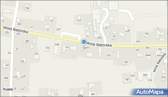 Wola Batorska, Wola Batorska, 220, mapa Wola Batorska