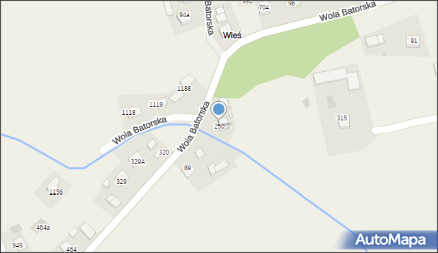 Wola Batorska, Wola Batorska, 250, mapa Wola Batorska