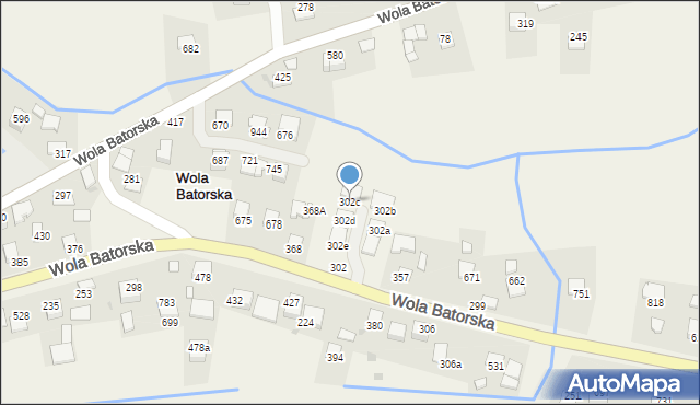 Wola Batorska, Wola Batorska, 302c, mapa Wola Batorska