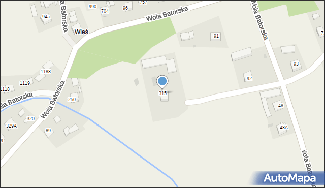 Wola Batorska, Wola Batorska, 315, mapa Wola Batorska