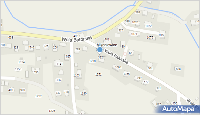 Wola Batorska, Wola Batorska, 322, mapa Wola Batorska