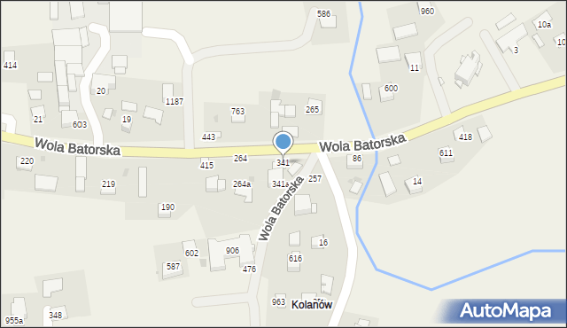 Wola Batorska, Wola Batorska, 341, mapa Wola Batorska