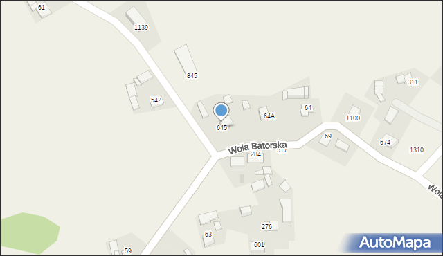 Wola Batorska, Wola Batorska, 645, mapa Wola Batorska