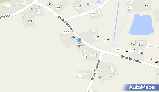 Wola Batorska, Wola Batorska, 650, mapa Wola Batorska