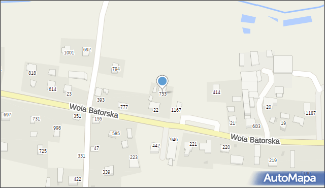 Wola Batorska, Wola Batorska, 733, mapa Wola Batorska