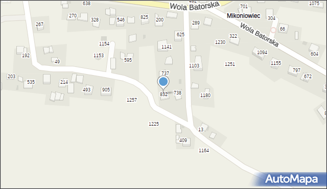 Wola Batorska, Wola Batorska, 832, mapa Wola Batorska