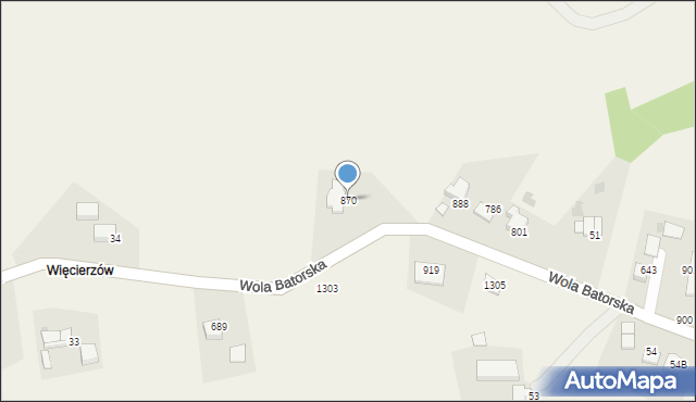 Wola Batorska, Wola Batorska, 870, mapa Wola Batorska