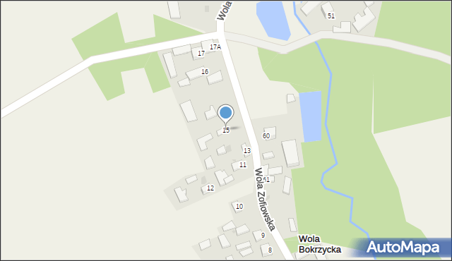 Wola Bokrzycka, Wola Bokrzycka, 15, mapa Wola Bokrzycka
