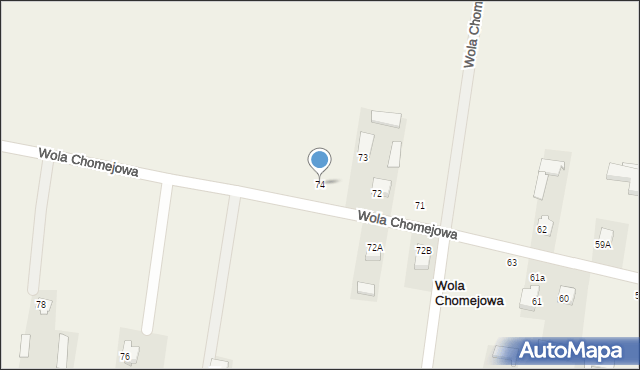 Wola Chomejowa, Wola Chomejowa, 74, mapa Wola Chomejowa
