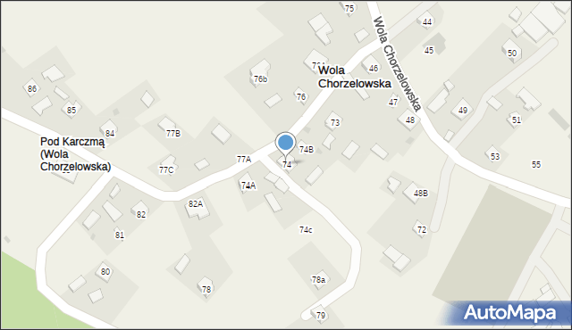 Wola Chorzelowska, Wola Chorzelowska, 74, mapa Wola Chorzelowska