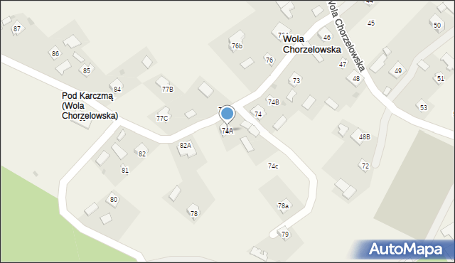 Wola Chorzelowska, Wola Chorzelowska, 74A, mapa Wola Chorzelowska