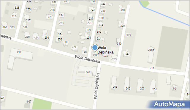 Wola Dębińska, Wola Dębińska, 191, mapa Wola Dębińska