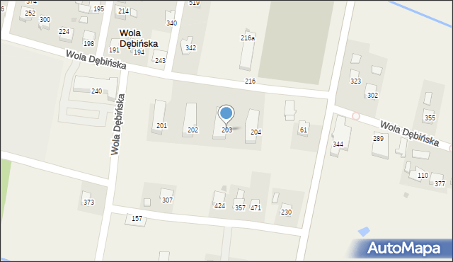 Wola Dębińska, Wola Dębińska, 203, mapa Wola Dębińska