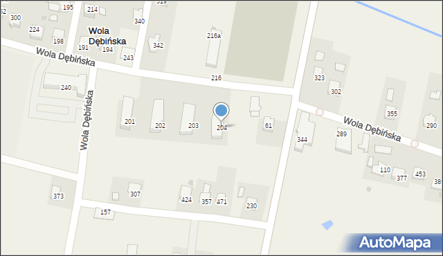 Wola Dębińska, Wola Dębińska, 204, mapa Wola Dębińska