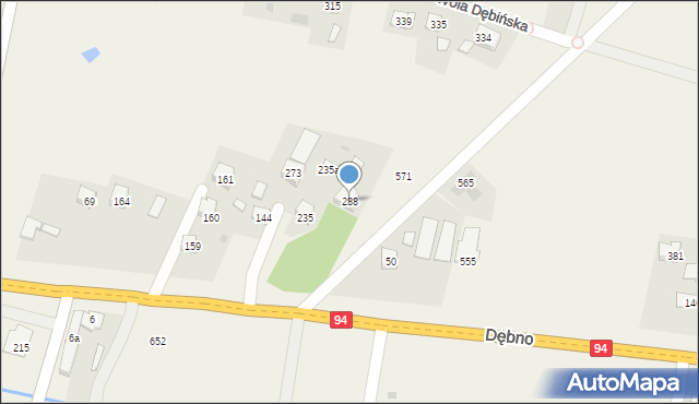 Wola Dębińska, Wola Dębińska, 288, mapa Wola Dębińska