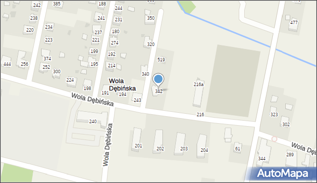 Wola Dębińska, Wola Dębińska, 342, mapa Wola Dębińska