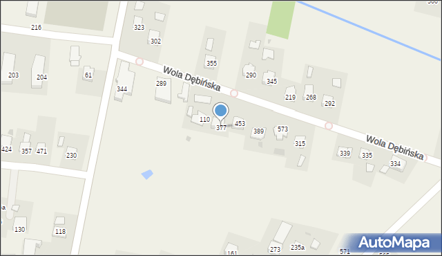 Wola Dębińska, Wola Dębińska, 377, mapa Wola Dębińska