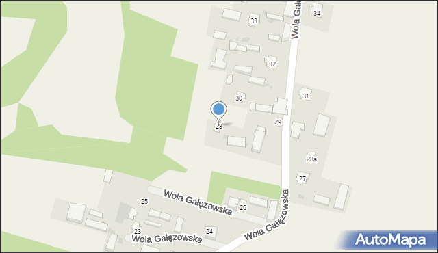 Wola Gałęzowska, Wola Gałęzowska, 28, mapa Wola Gałęzowska