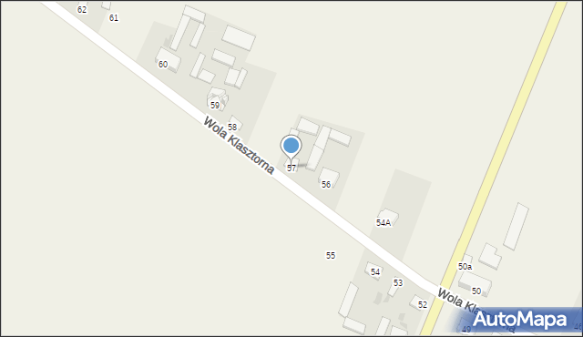 Wola Klasztorna, Wola Klasztorna, 57, mapa Wola Klasztorna