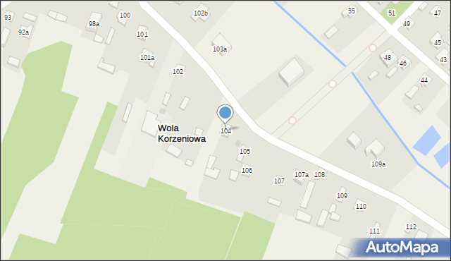 Wola Korzeniowa, Wola Korzeniowa, 104, mapa Wola Korzeniowa