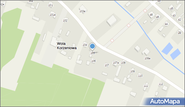 Wola Korzeniowa, Wola Korzeniowa, 105, mapa Wola Korzeniowa