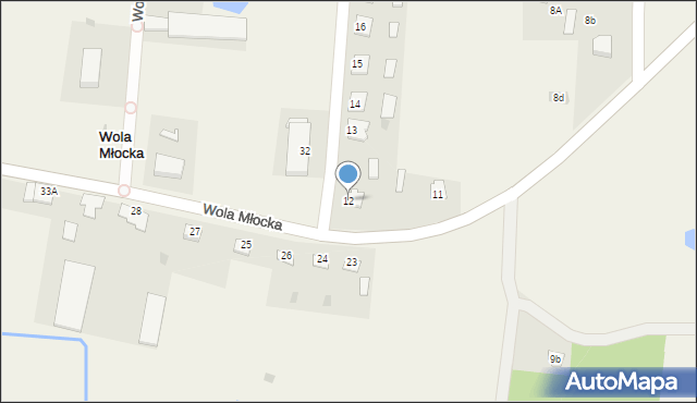 Wola Młocka, Wola Młocka, 12, mapa Wola Młocka
