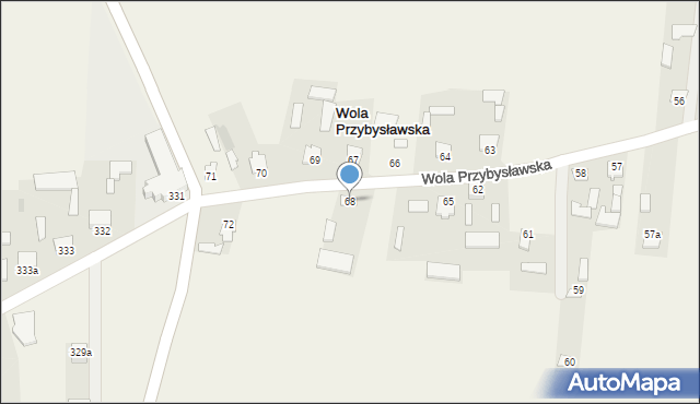 Wola Przybysławska, Wola Przybysławska, 68, mapa Wola Przybysławska