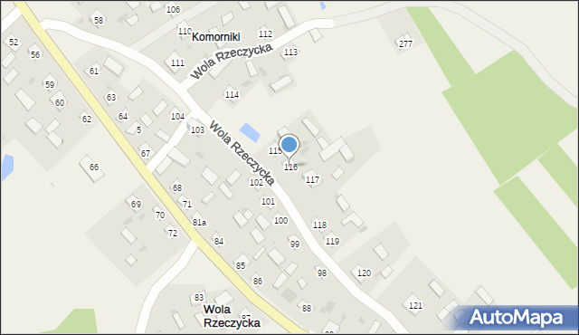 Wola Rzeczycka, Wola Rzeczycka, 116, mapa Wola Rzeczycka