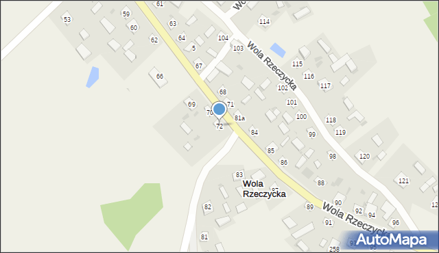 Wola Rzeczycka, Wola Rzeczycka, 72, mapa Wola Rzeczycka