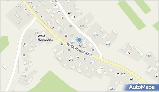 Wola Rzeczycka, Wola Rzeczycka, 92, mapa Wola Rzeczycka