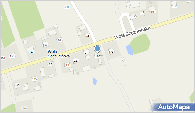 Wola Szczucińska, Wola Szczucińska, 116, mapa Wola Szczucińska