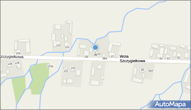 Wola Szczygiełkowa, Wola Szczygiełkowa, 98, mapa Wola Szczygiełkowa