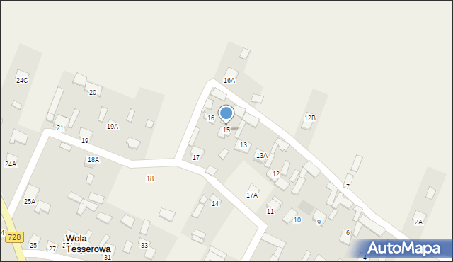 Wola Tesserowa, Wola Tesserowa, 15, mapa Wola Tesserowa