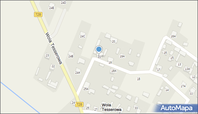 Wola Tesserowa, Wola Tesserowa, 21, mapa Wola Tesserowa