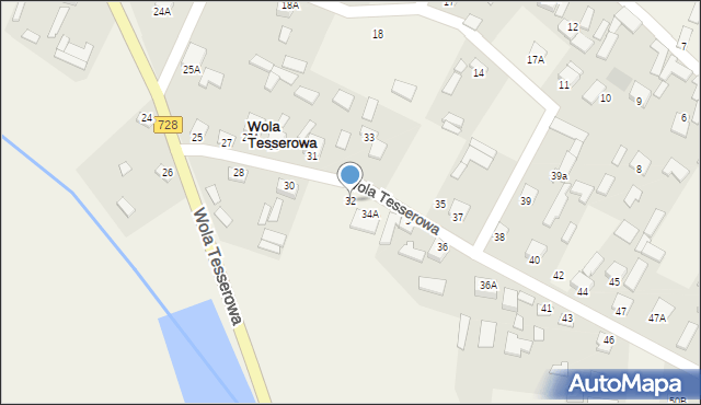 Wola Tesserowa, Wola Tesserowa, 32, mapa Wola Tesserowa