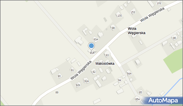 Wola Węgierska, Wola Węgierska, 91A, mapa Wola Węgierska