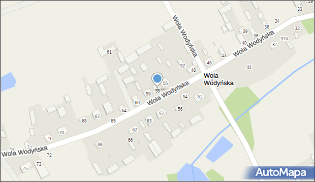 Wola Wodyńska, Wola Wodyńska, 58, mapa Wola Wodyńska
