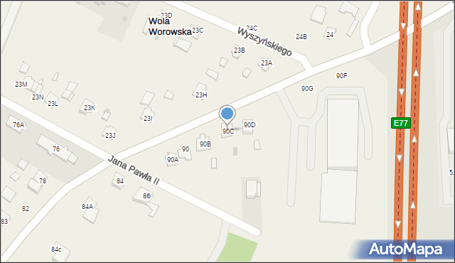 Wola Worowska, Wola Worowska, 90C, mapa Wola Worowska