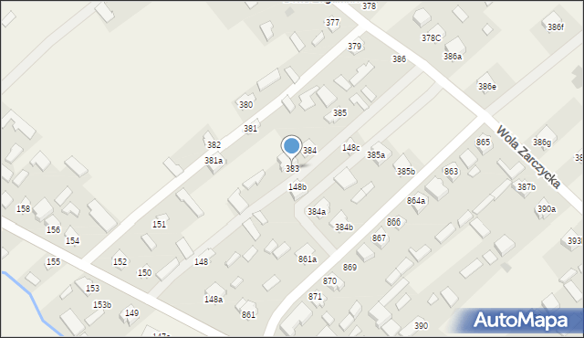 Wola Zarczycka, Wola Zarczycka, 383, mapa Wola Zarczycka
