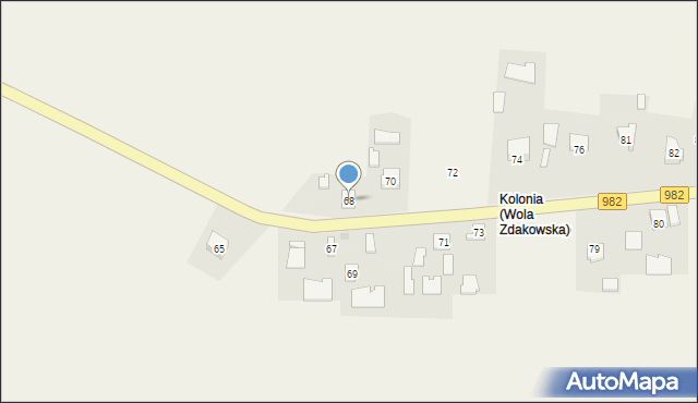 Wola Zdakowska, Wola Zdakowska, 68, mapa Wola Zdakowska