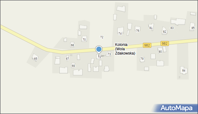 Wola Zdakowska, Wola Zdakowska, 71, mapa Wola Zdakowska
