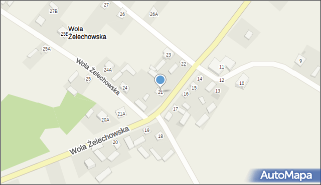 Wola Żelechowska, Wola Żelechowska, 21, mapa Wola Żelechowska