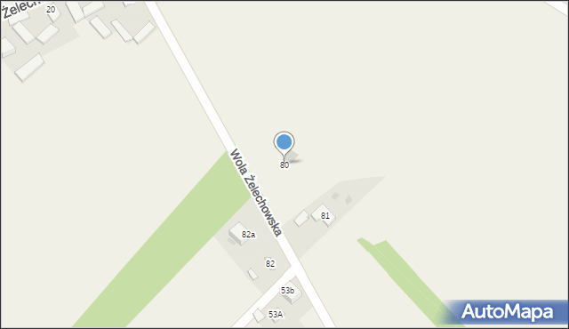 Wola Żelechowska, Wola Żelechowska, 80, mapa Wola Żelechowska