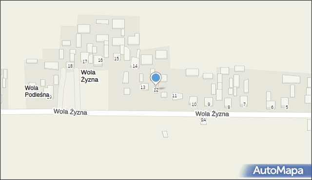 Wola Żyzna, Wola Żyzna, 12, mapa Wola Żyzna