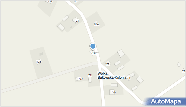 Wólka Bałtowska, Wólka Bałtowska-Kolonia, 71A, mapa Wólka Bałtowska