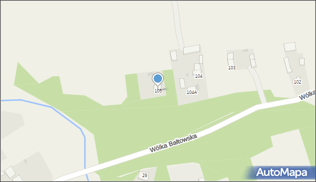 Wólka Bałtowska-Kolonia, Wólka Bałtowska-Kolonia, 105, mapa Wólka Bałtowska-Kolonia