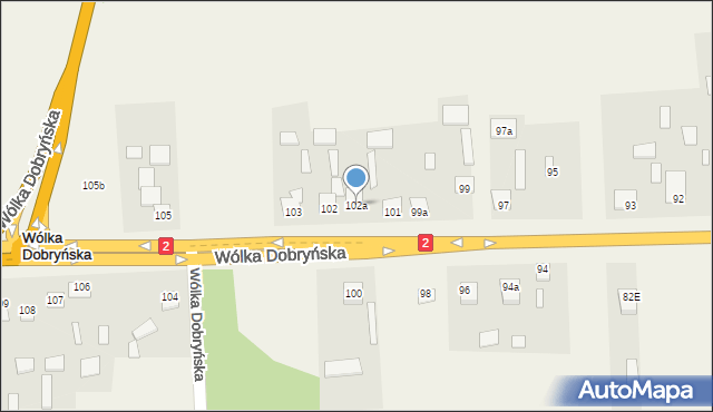 Wólka Dobryńska, Wólka Dobryńska, 102a, mapa Wólka Dobryńska
