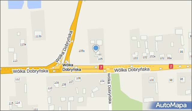 Wólka Dobryńska, Wólka Dobryńska, 105a, mapa Wólka Dobryńska